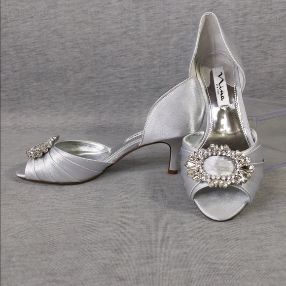 3x 👯‍♀️Host Pick⚡️ Nina NY Crystah Peep Toe Embellished Pump - Picture 2 of 15